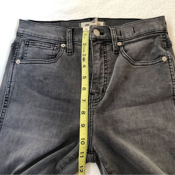 Madewell Stovepipe Grey Gray High Rise Jeans Size 25 Straight Leg Raw Hem - Picture 13 of 15